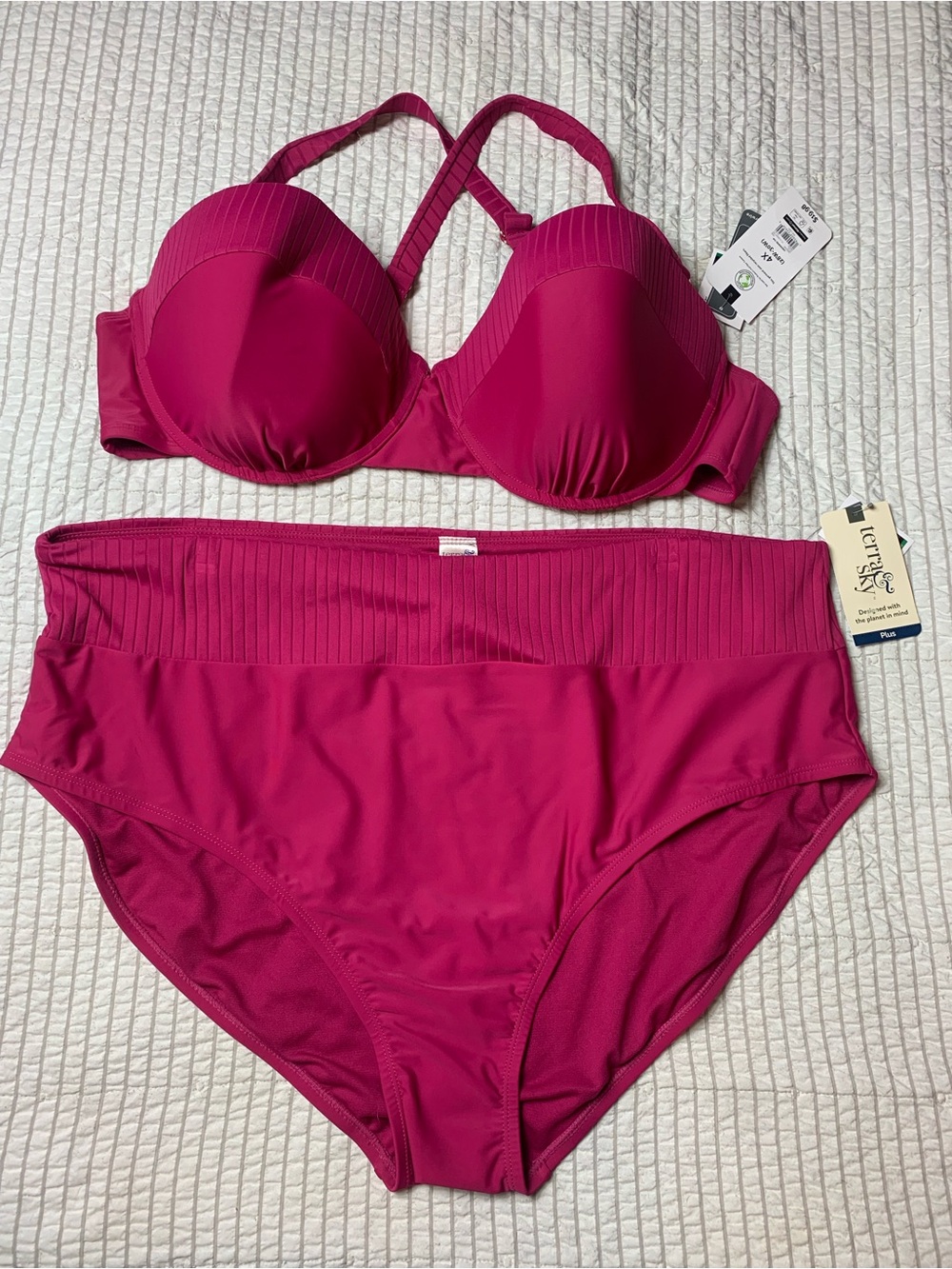 Terra & Sky Plus Size Two-Piece Bikini Set With Wire Push-Up Bra 3X and 4X Aval